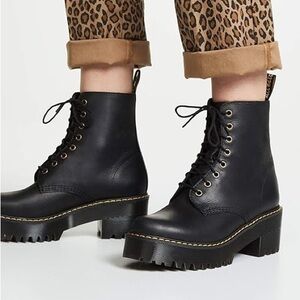 Dr. Marten Black Leather Shriver Hi. Combat Women’s Lace Up Boot